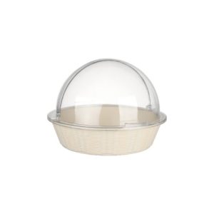 Round Wicker-Style Bowl with Dome Flip Cover