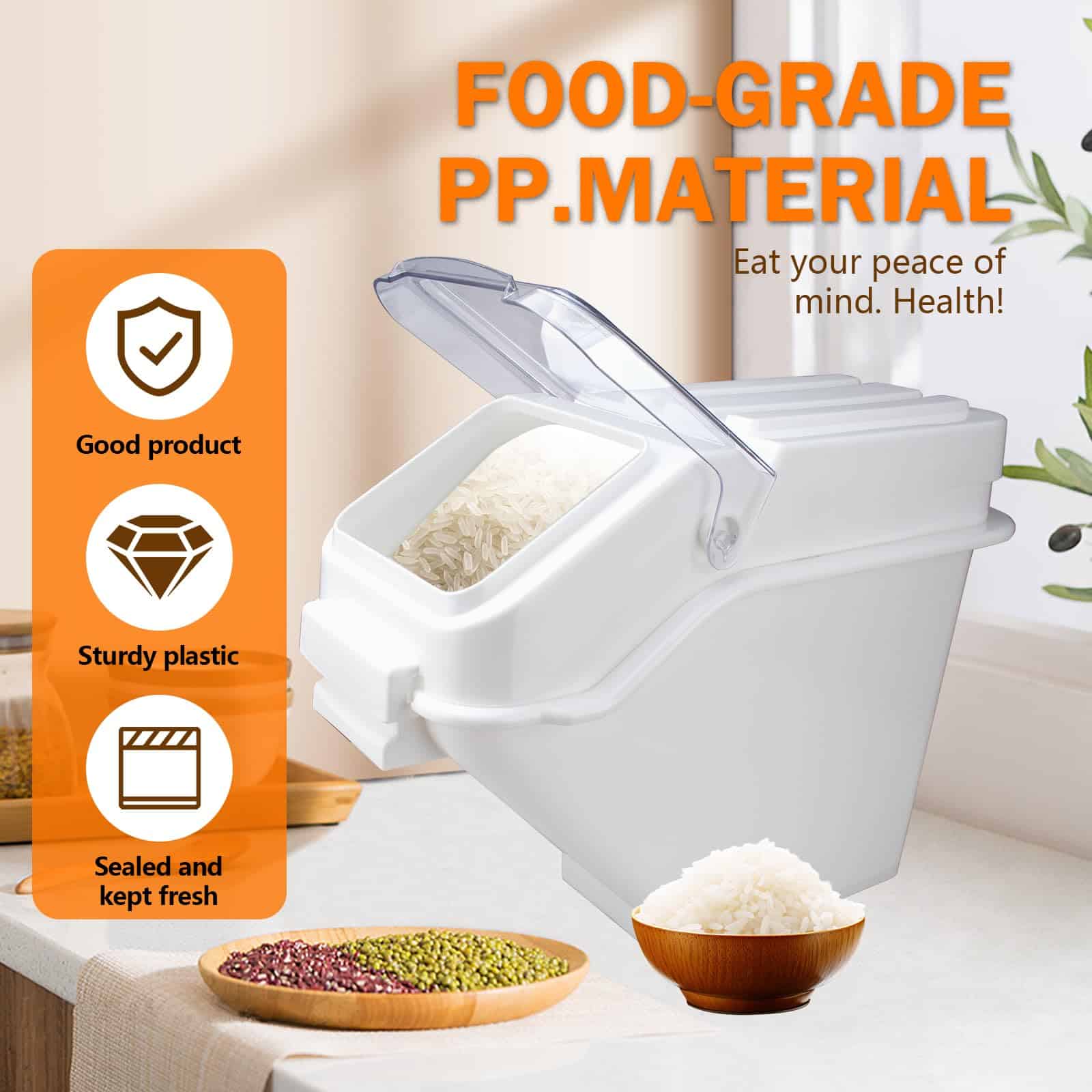 Bin, Stackable Rice Dispenser - Kitchen Caddy for Sugar, Rice & Dry Goods, Ideal for Kitchen & Pantry (24L) - Image 2